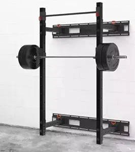 Vortex Wall Mount Foldable 900 LB Capacity Squat Rack Including Stringers, J Hooks, and Pullup bar