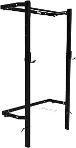 Murphy Fold Up Squat Rack with Pull Up Bar Folding Wall Mounted Space Saving Fitness Workout Gym Equipment 2x3 with J-Cups for Barbell Strength Weight Training Bench Press & Leg Squats Power Cage
