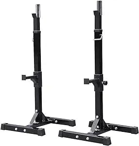 Yaheetech Pair of Adjustable Squat Rack Standard 44-70 Inch Solid Steel Squat Stands Barbell Free-press Bench Home Gym Portable Dumbbell Racks Stands