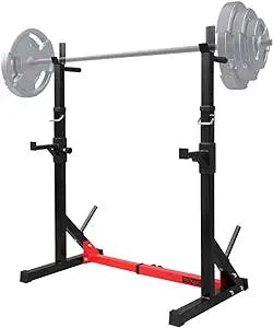 PEXMOR Multi-Function Barbell Rack Squat Stand with Barbell Plate Rack, Adjustable Dip Stand Weight Lifting Bench Press Rack Home Gym Fitness, Max Load 500lb