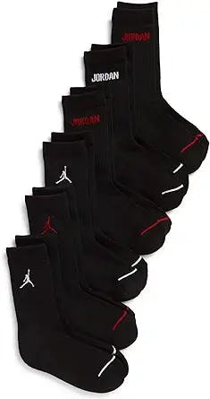 Jordan 6 Pack Kids Crew Socks Size 9-11 ( Shoe Size 5Y-7Y), Black (BJ0343-023)