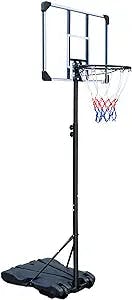 HaoKang Portable Basketball Hoop 7ft Height-Ajustable Stand System 28/32 inch Backboard with Wheels for Teenager Indoor Outdoor