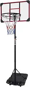 Teenagers Youth Portable Basketball Hoops Height Adjustable 5.6ft -7ft Basketball System 28 Inch Backboard with Wheels for Driveway Indoor Outdoor Use Black