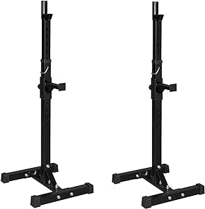 TARESNESS Pair of 13 Levels Adjustable Squat Rack, 44"-70" Heigh Portable Sturdy Steel Barbell Rack Stand, Max. Weights Load 441Lbs Bench Press Racks for Home Gym