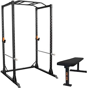 GRIND FITNESS Alpha3000 Power Rack, Squat Rack with Rubber Protected J-Cups, Silver Spotter Arms, 2x2 Uprights, Textured Multi-Grip Pull Up Bar, Heavy Duty J-Cups