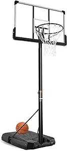 Basketball Goal Hoop Portable Basketball System 44” Backboard 6.6-10ft Adjustable Height Stand Hoops Breakaway Rim W/Wheels for Youth Adult Yard Indoor Outdoor Use