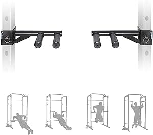 SYL Fitness Dip Bar Attachments for 2" x 2" or 3" x 3" Power Rack - Narrow & Wide Dips Double Handles (Patent Pending)
