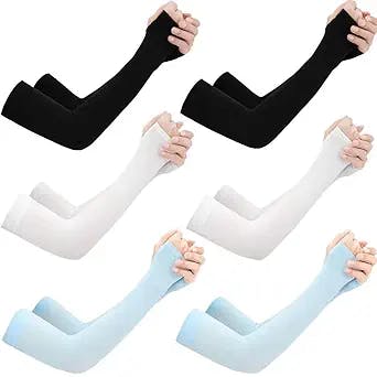Asofcof 6 Pairs UV Sun Protection Cooling Arm Sleeves - UPF 50 Arm Cover for Men Women Sleeves Running Cycling