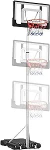 Aimking Portable Basketball Hoop Goal 4.7ft- 10FT Adjustable 32IN Backboard with Wheels Fillable Base for Kids/Adults Indoor Outdoor