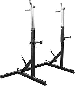 GORILLA SPORTS® Squat Rack - Adjustable Height, Multifunctional, Non-Slip Feet, Steel, Black - Barbell Rack, Bench Press Stands, for Strength Training, Weight Lifting, Exercise, Home Gym Equipment