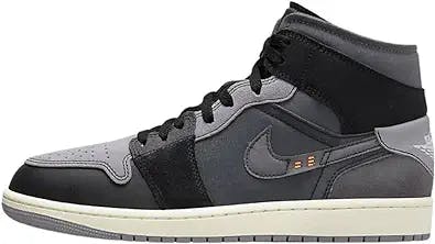 Nike Men's Air Jordan 1 Mid SE Shoes, Black/Cement Grey-lt Graphite, 10
