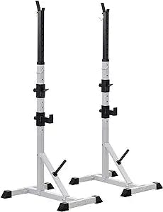 Soozier 2-Piece Pair Steel Height Adjustable Barbell Squat Rack and Bench Press 23" x 29.75" x 69.25"