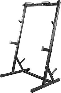 Kusou Multi-Function Adjustable Half-Frame Power Rack Exercise Squat Stand with Other Accessories, for Home Fitness Workout Home (Black, One Size)
