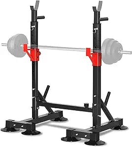 Papepipo Bench Press Squat Rack - Adjustable Barbell Stand, Strength Training Weight Lifting Equipment for Home Gym, 550 LBS Max Load