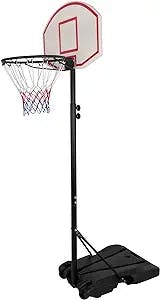 JupiterForce Portable Basketball Hoop System Adjustable Height Basketball Stand w/Backboard, Fillable Base, Nylon Net and Wheels for Kids, Youth, Adults Indoor/Outdoor Basketball Hoop&Goals Set