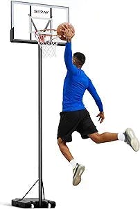 Seray Basketball Hoop with 4.8-10 Foot Height Adjustable for Kids/Adults