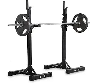 Squat Rack Adjustable Barbell Bench Press Stands 40"-66" Multi-Function Sturdy Steel Portable Barbell Rack for Home Gym Max Load 550lbs
