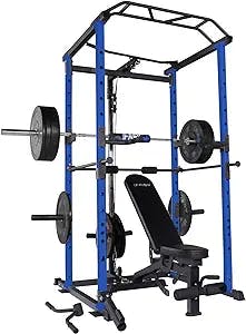 IFAST Power Rack, 1000LBS Capacity Power Cage with Pulley System, Packages with Optional Basic Squat Rack with Weights and Bar Set, Weight Bench, Cable Attachments for Home Gym Strength Training