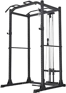 papababe Power Cage, Squat Rack Power Rack with LAT Pulldown(Power Cage with Lat Pulldown)