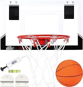 JAPER BEES Pro Mini Basketball Hoop Over The Door & Wall Mount Indoor Basketball Hoop w/Shatterproof Backboard