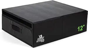 Champion Sports Foam Plyometric Box, Black - Durable Jump Boxes for Training with Handles, Hook and Loop Flaps - Stackable Plyo Box Jumps for Gym - Multiple Sizes