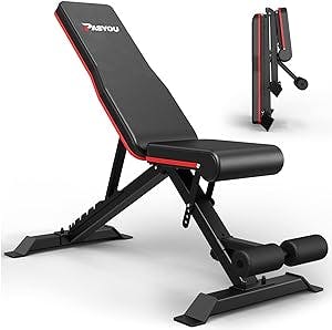 PASYOU Adjustable Weight Bench Press (9x4x3 Positions), Foldable Workout Bench, 700 Pounds Load Flat Incline Decline Strength Training Benches, Sit Up Exercise Equipment