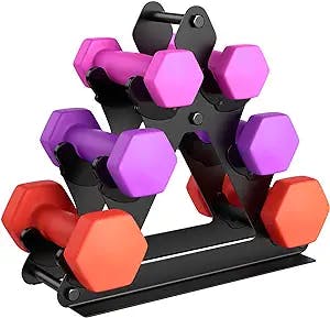 3 Tier Weight Rack for Dumbbells - Compact Weight Holder Small Dumbbell Rack Stand Only Works for Dumbbells 1-15 LBS, Metal Weights Organizer Designed for Child Women Home Gym Exercise