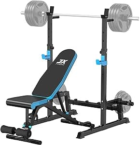 JX FITNESS Weight Bench with Squat Rack, Bench Press Rack Two Piece Set Adjustable Bench & Barbell Rack Stand for Home Gym Full-Body Workout