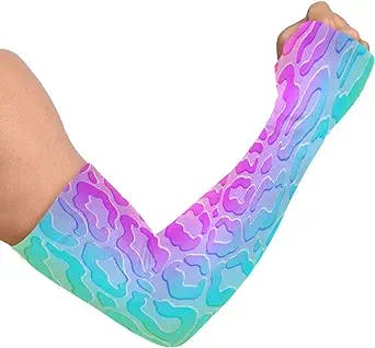 Kigai Rainbow Colors UV Sun Protection Compression Arm Sleeves Cooling Athletic Sports Sleeve for Hiking, Beach, Gardening