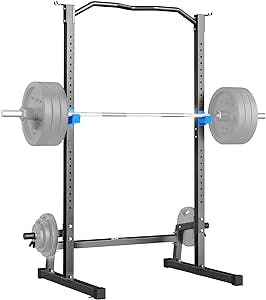 JX FITNESS Squat Rack Power Rack with Pull Up Bar,Adjustable Power Cage Exercise Squat Stand with Barbell Holder Weight Plate Storage Pegs,Weight Lifting Workout Station for Home Gym