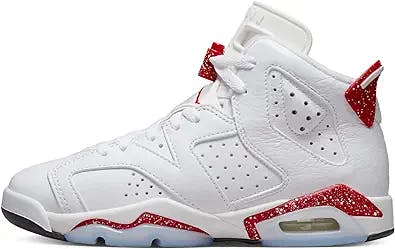 Nike Boy's Air Jordan 6 Retro GS Shoes, White/University Red-black, 7 Big Kid