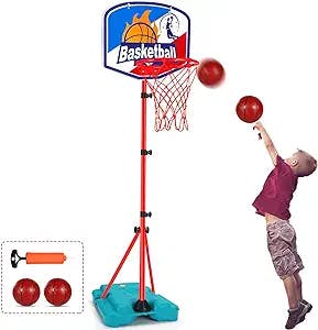Basketball Hoop for Kids Toddler Toys Portable Adjustable Height 2.9FT-6.2FT Mini Basketball Hoops Indoor Goals Outdoor Gifts Toys with 2 Balls Girl Boy Age 3 4 5 6 Year Old Yard Backyard Game
