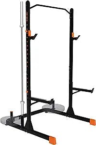 GRIND FITNESS Alpha2000 Squat Stand, Exercise Rack with Pull-Up Bar, Barbell Holder, Weight Storage Pegs and Lifting Spotter Arms, J-Cups 1000 lbs Weight Limit
