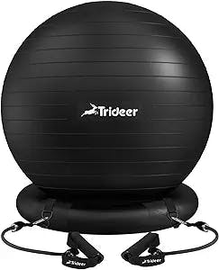 Trideer Ball Chair Yoga Ball Chair Exercise Ball Chair with Base & Bands for Home Gym Workout Ball for Abs, Stability Ball & Balance Ball Seat to Relieve Back Pain