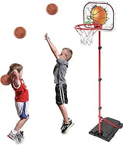 Basketball Hoop for Toddlers Kids Outdoor Indoor with Adjustable Height 2.5 ft -5.1 ft, Toddler Basketball Games Portable Basketball Goals Outside Toys for Kids Boys Girls Yard Backyard Games