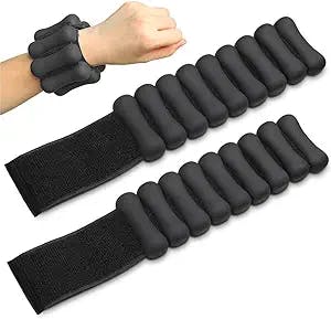 Hoikka Bangles Adjustable Wrist & Ankle Weights, Set of 2 (1lb Each)，Wearable for Women and Men, Yoga, Dance, Barre, Pilates, Cardio, Aerobics, Running