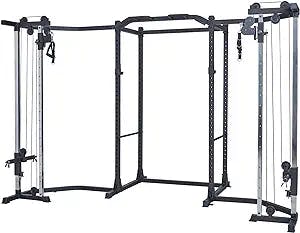 papababe Power Cage, Squat Rack with Cable Crossover Power Rack with LAT Pulldown(Power Cage with Cable Crossover)