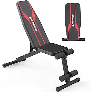 KOMSURF Weight Bench, Adjustable Workout Bench, Exercise Bench Press for Home Gym, Foldable Equipment Body Gym System, Strength Training Bench for Full Body Workout