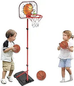 Basketball Hoop for Kids Indoor Outdoor Toddler Basketball Hoop Adjustable Height 2.9 ft-6.2 ft Portable Mini Hoops Basketball Backyard Game for Boys Girls
