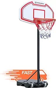 WIN.MAX Portable Basketball Hoops 5-6.8 FT Adjustable 15in Rim Basketball Goals System Outdoor Indoor…