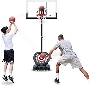 IE Sports Pro Portable Interactive Basketball Hoop Goal System Height Adjustable 7-10 ft for Kids Teenagers Youth and Adults - 54in Backboard Fillable Base with Wheels Indoor Outdoor