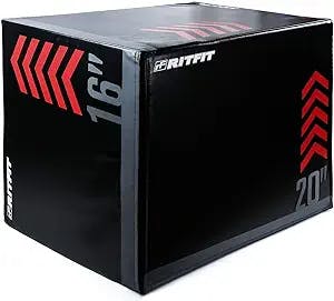 RitFit 3 in 1 Extra Firm Soft Plyo Box Foam Plyometric Box-30”x24”x20”-20"x18"x16" Heavy Duty High Density Foam Jumping Box 3 Sizes with PVC Cover,Platform for Home Gym Fitness, 440lb Weight Capacity