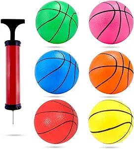 Shindel 6Pcs Mini Basketball, Small Basketball for Toddlers, Kids and Adults Basketball Party Favors Mini Toy Basketball with Pump Suitable for Pool, Indoors, Outdoors