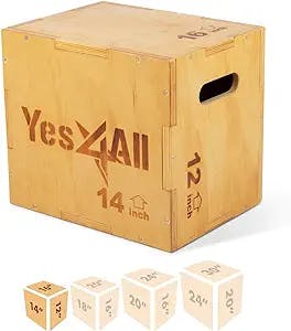 Yes4All 3 in 1 Wooden Plyo Box, Plyometric Box Platform for Home Gym and Outdoor Workout