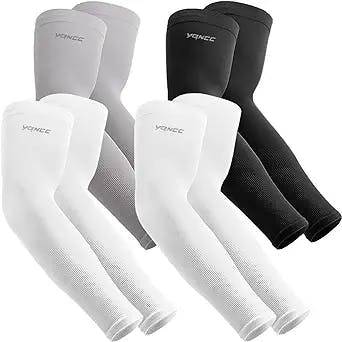 YQXCC 4 Pairs UV Sun Protection Arm Sleeves for Men & Women - Tattoo Cover Up - UPF 50 Sports Compression Cooling Arm Sleeve
