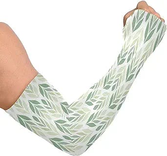 STAYTOP Green Floral Art Nouveau Pattern Compression Arm Sleeves -UV Sun Protection Cooling Athletic Sports Sleeve for Football,Cycling,Travel