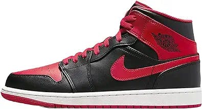 Nike Jordan Air 1 Mid Men's Shoes Black/Fire Red-White DQ8426-060
