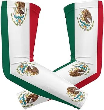Mexican Flag Arm Sleeves for Men or Women - Tattoo Cover Up - Cooling Sports Sleeve for Basketball Golf Football