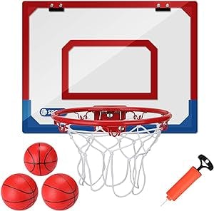 Kavalan Indoor Mini Basketball Dunking Hoop Set with 3 Balls, Durable Adjustable Basketball Hoop Set for Door Yard Office Bedroom Sports Toys for Kids or Teens with Extra Bump Included