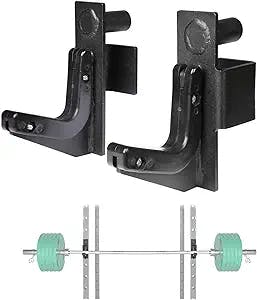 SYL Fitness 2x2 J-Hooks Power Rack Attachment Barbell Holder/Squat Rack Accessories J Cups, Pin Dia Available in 1", 1/2" and 3/4"